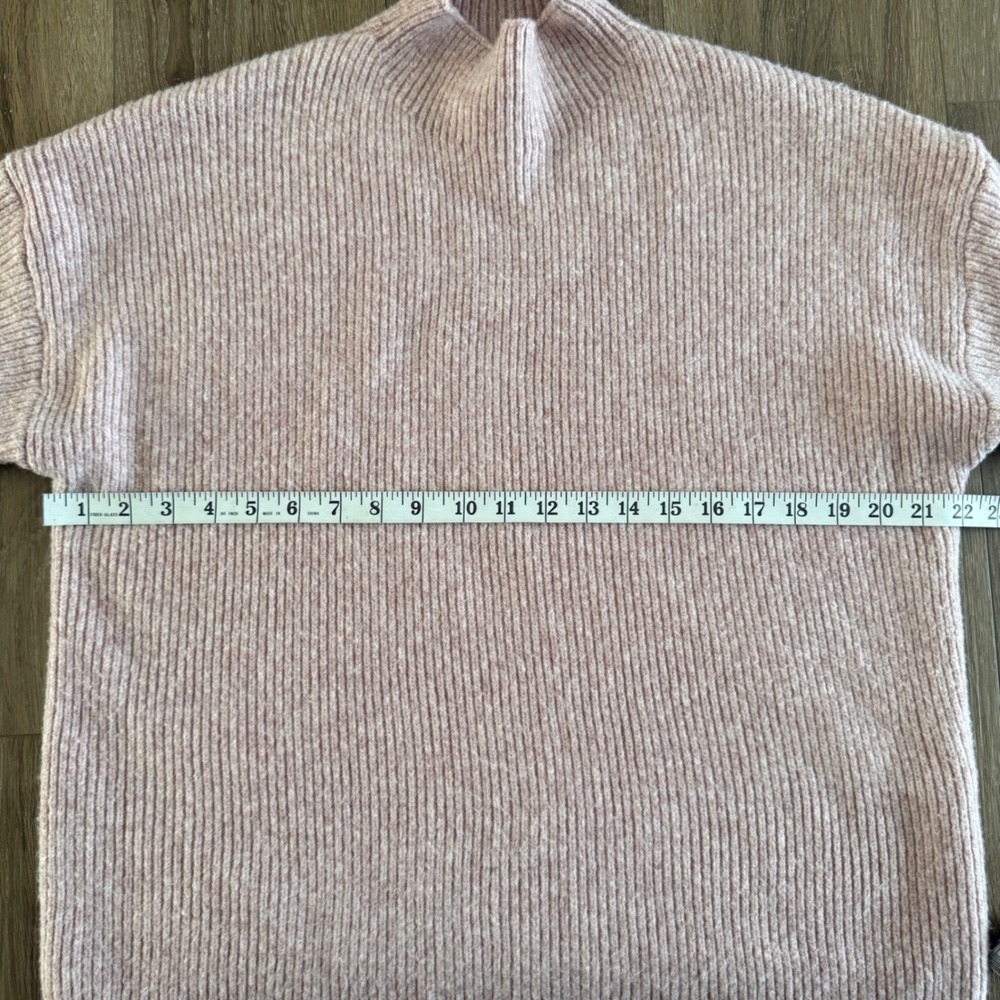 Abercrombie & Fitch Womens Mock Neck Ribbed Knit Sweater Pink Marl Wool Blend M - Picture 6 of 7